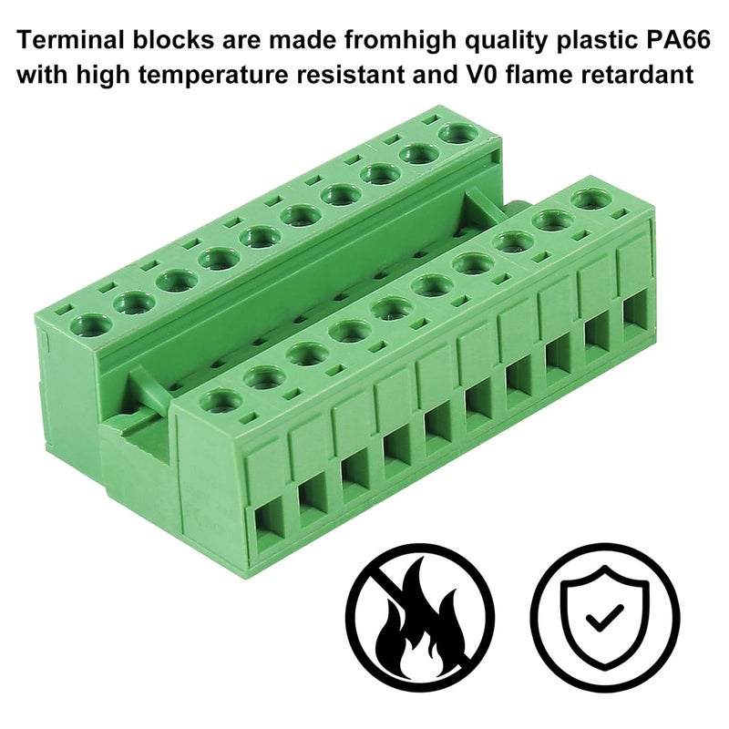 Meimom 5PCS 10Pin 5.08mm Pitch Pluggable PCB Angle Screw Terminal Block Plug Connector Socket Panel Mount DIY with 5Pcs 10Pin Phoenix Plug - Image 5